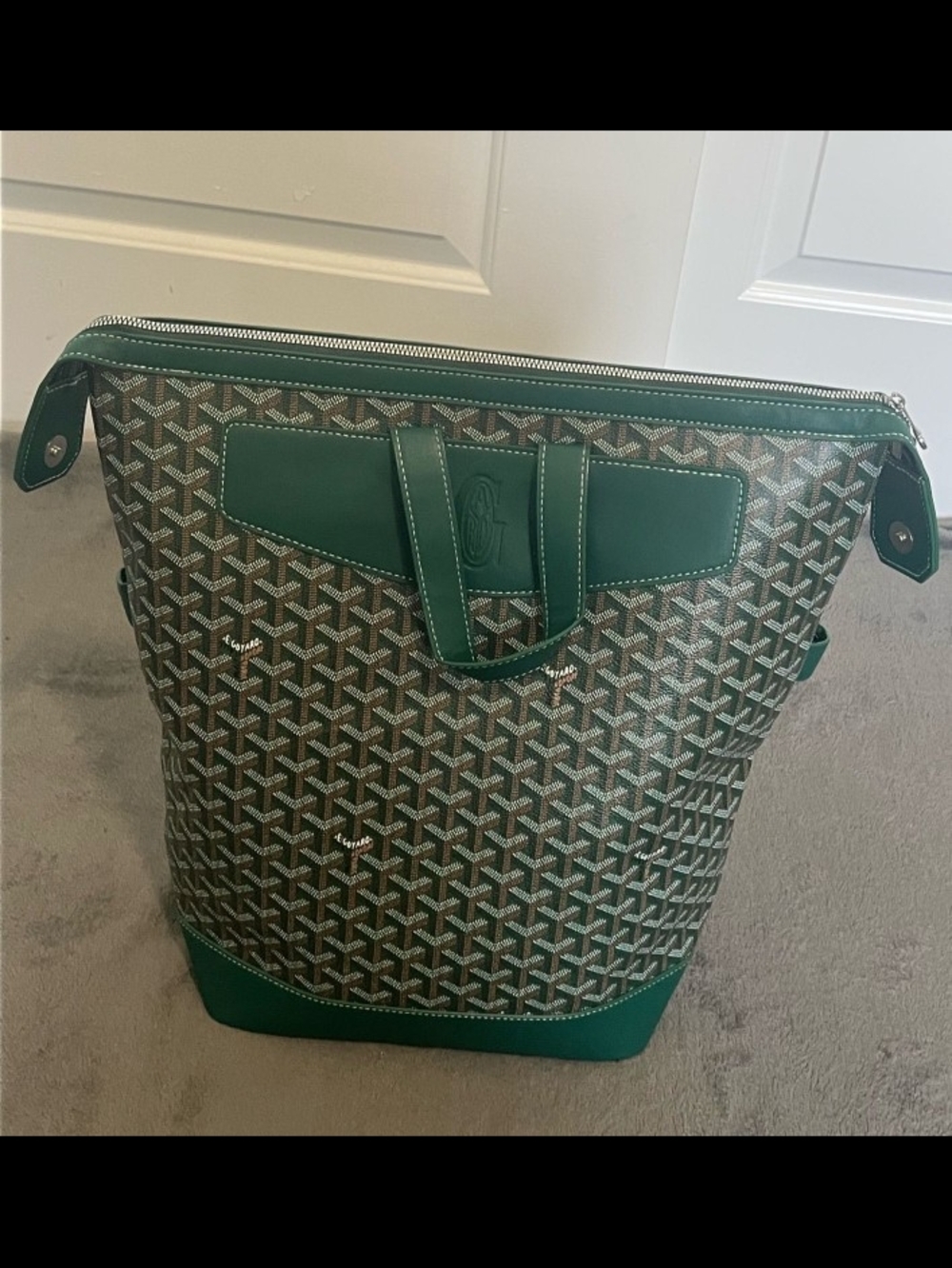 Goyard Green Backpack with Leather Trim